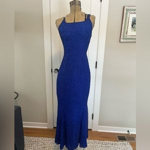 Royal blue sequins tulip style dress, recently dry cleaned, size small